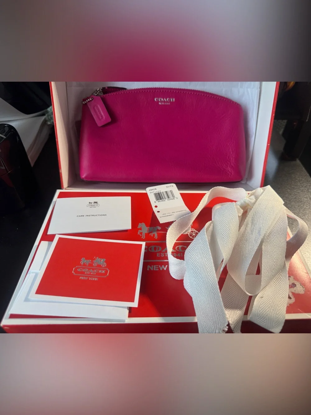 Coach Fuchsia Leather Pouch